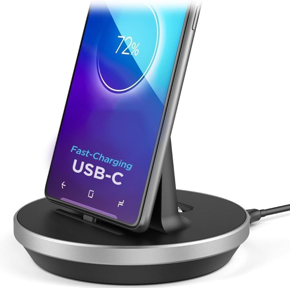USB-C Fast Charging Dock Station, Adjustable Desktop Charging Stand for Phones & Tablets