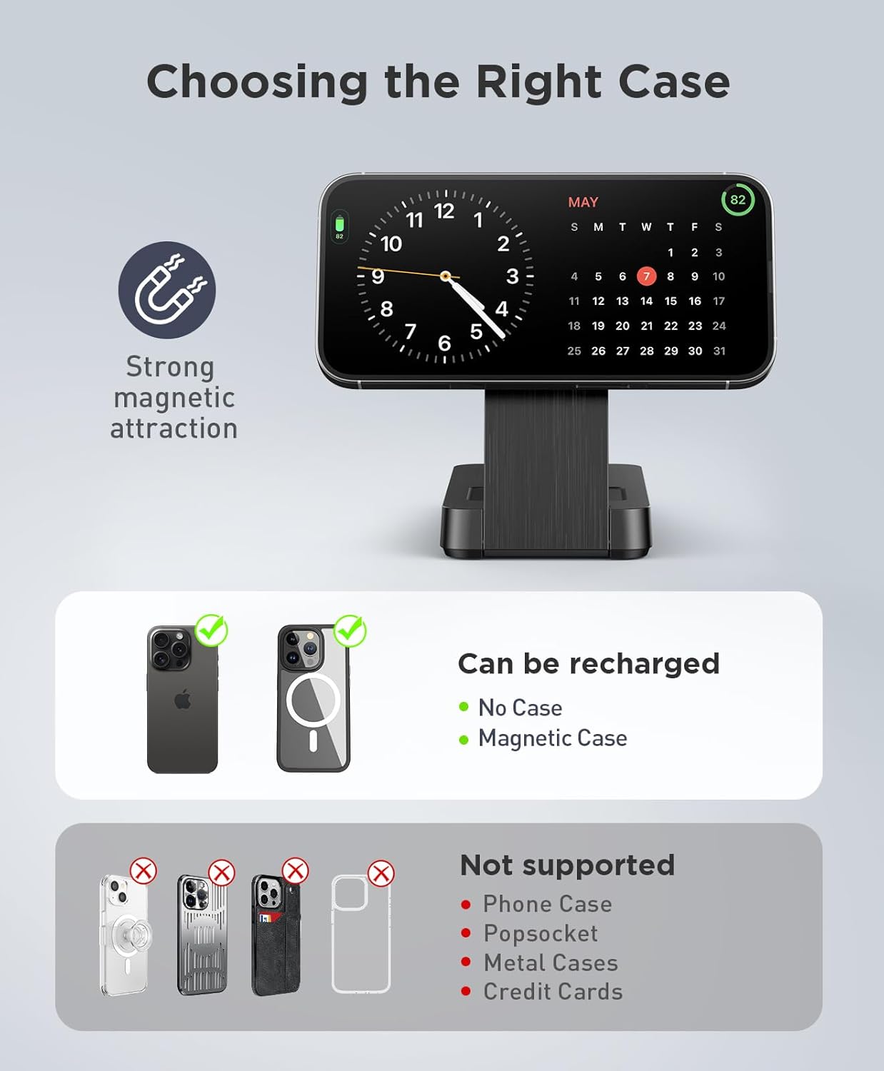 Foldable 3-in-1 Magnetic Wireless Charging Station for iPhone, Apple Watch & AirPods