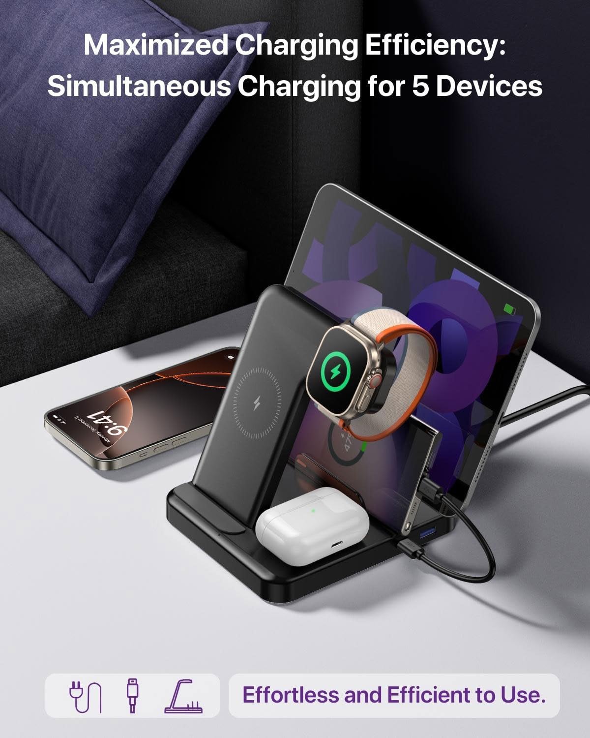 5-in-1 Wireless Charging Station for iPhone, iPad, Apple Watch & AirPods