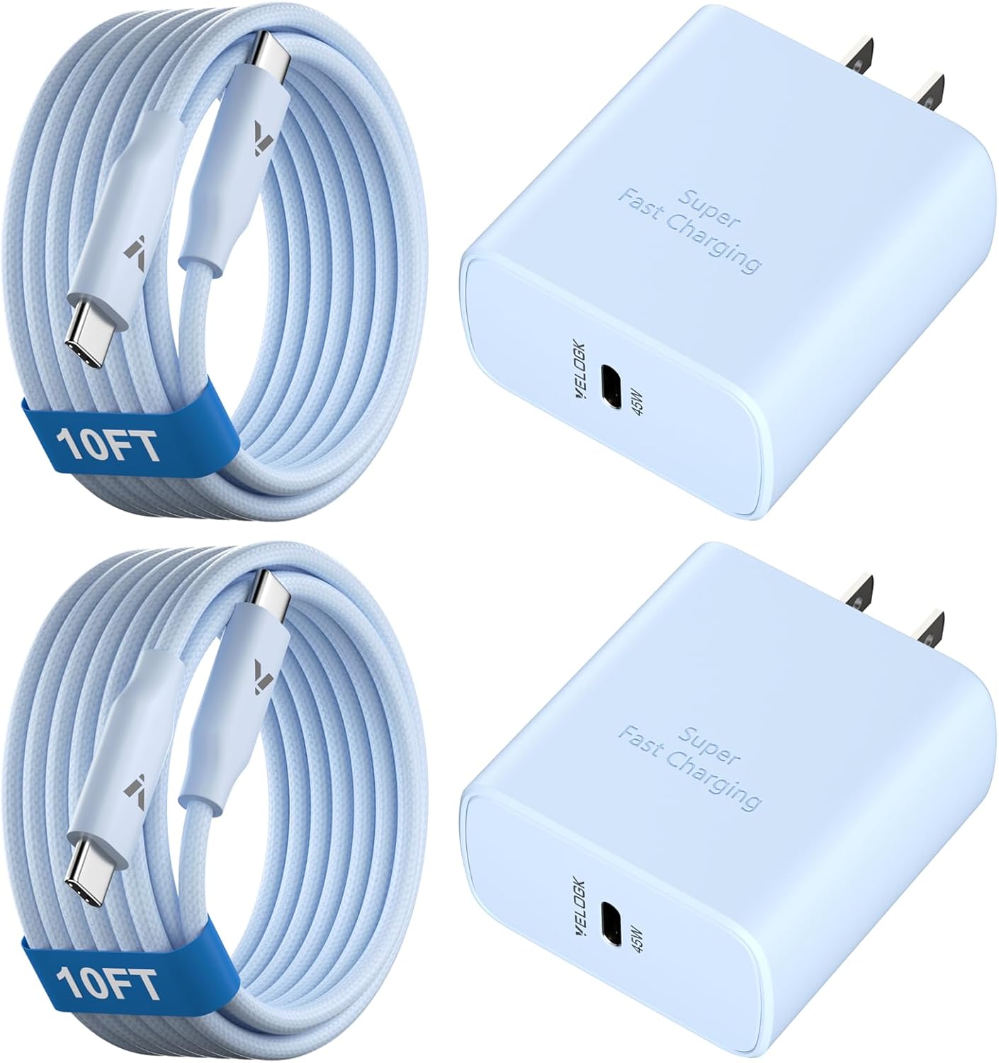 Super Fast USB-C Charger with 10FT Braided Cable, Type-C Fast Charging Block for Samsung Galaxy