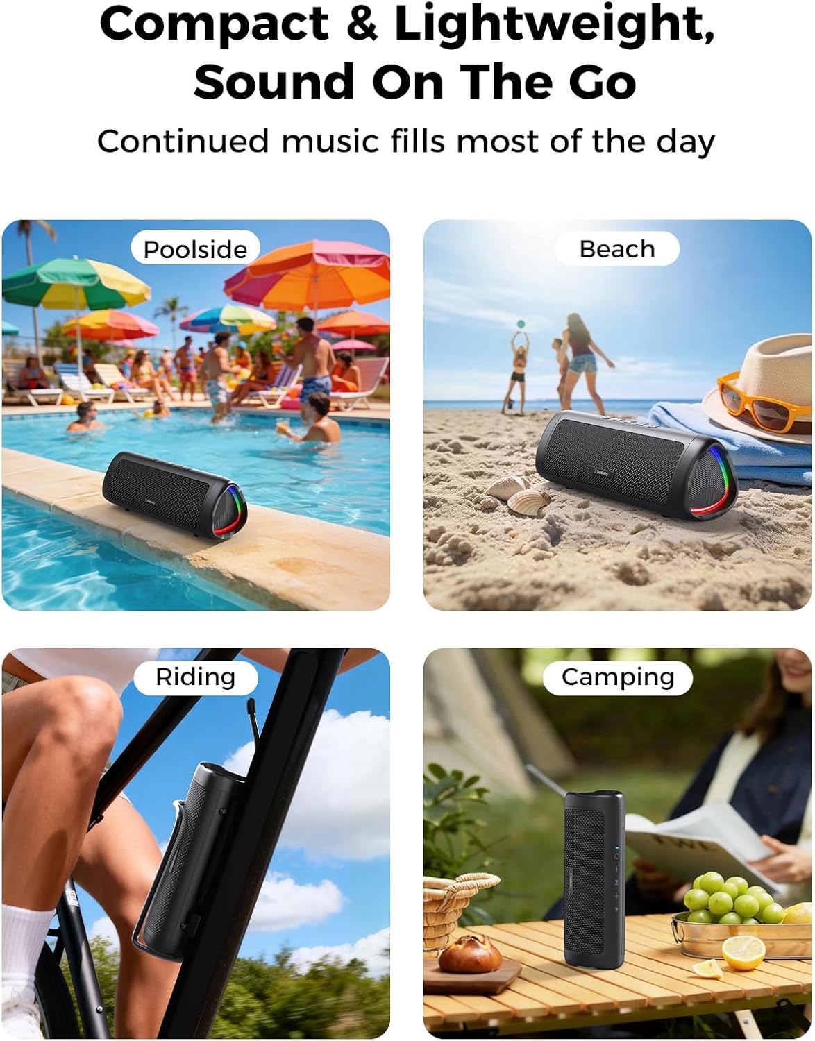 BolaButty Portable Bluetooth Speaker, IPX5 Waterproof Wireless Speaker with 20H Playtime, TWS Pairing & BT5.3 for Home, Outdoor, Camping & Beach