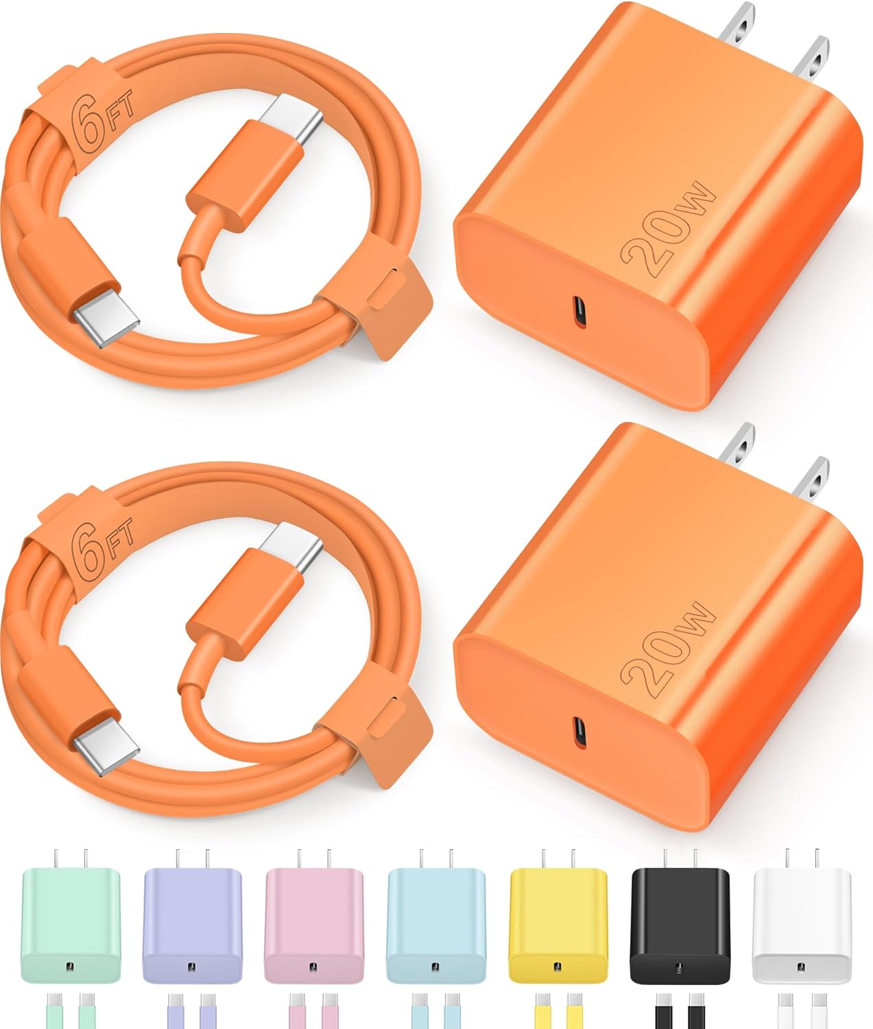 20W USB-C Fast Charger Block with 6FT Cable for iPhone 17/16/15 Series & iPad Pro