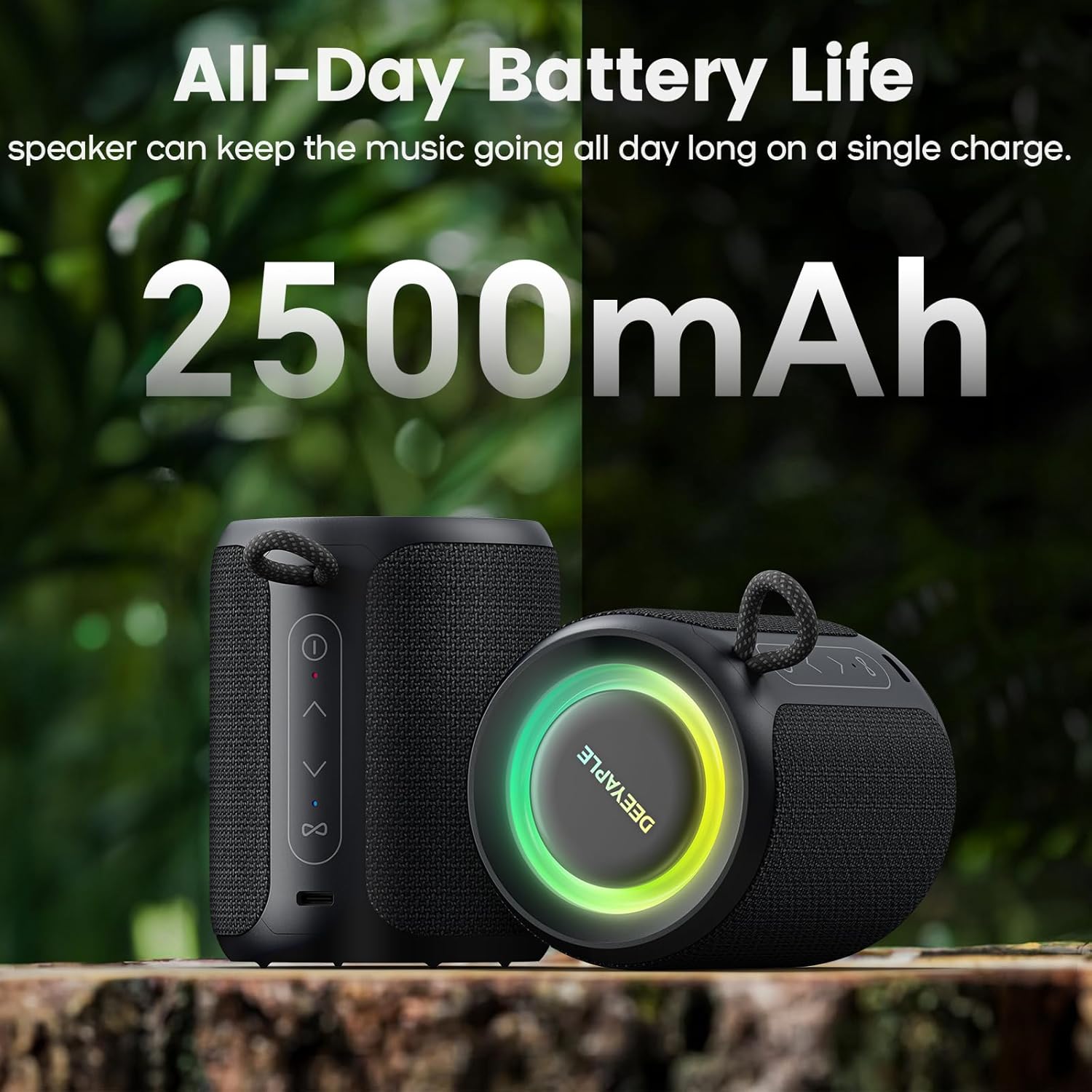 IP67 Waterproof Portable Bluetooth Speaker with RGB Lights, 15W Stereo Sound Wireless Speaker, TWS Pairing & 2500mAh Battery for Outdoor, Home, Party & Beach