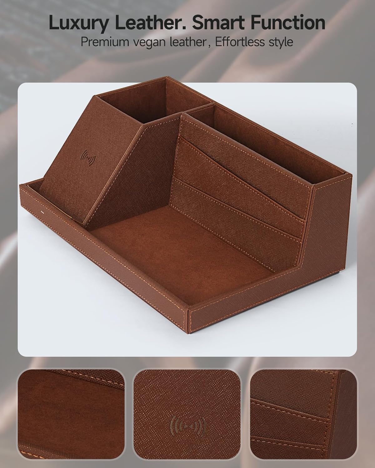 Wireless Charging Station with Desk Organizer, Fast Charger for iPhone