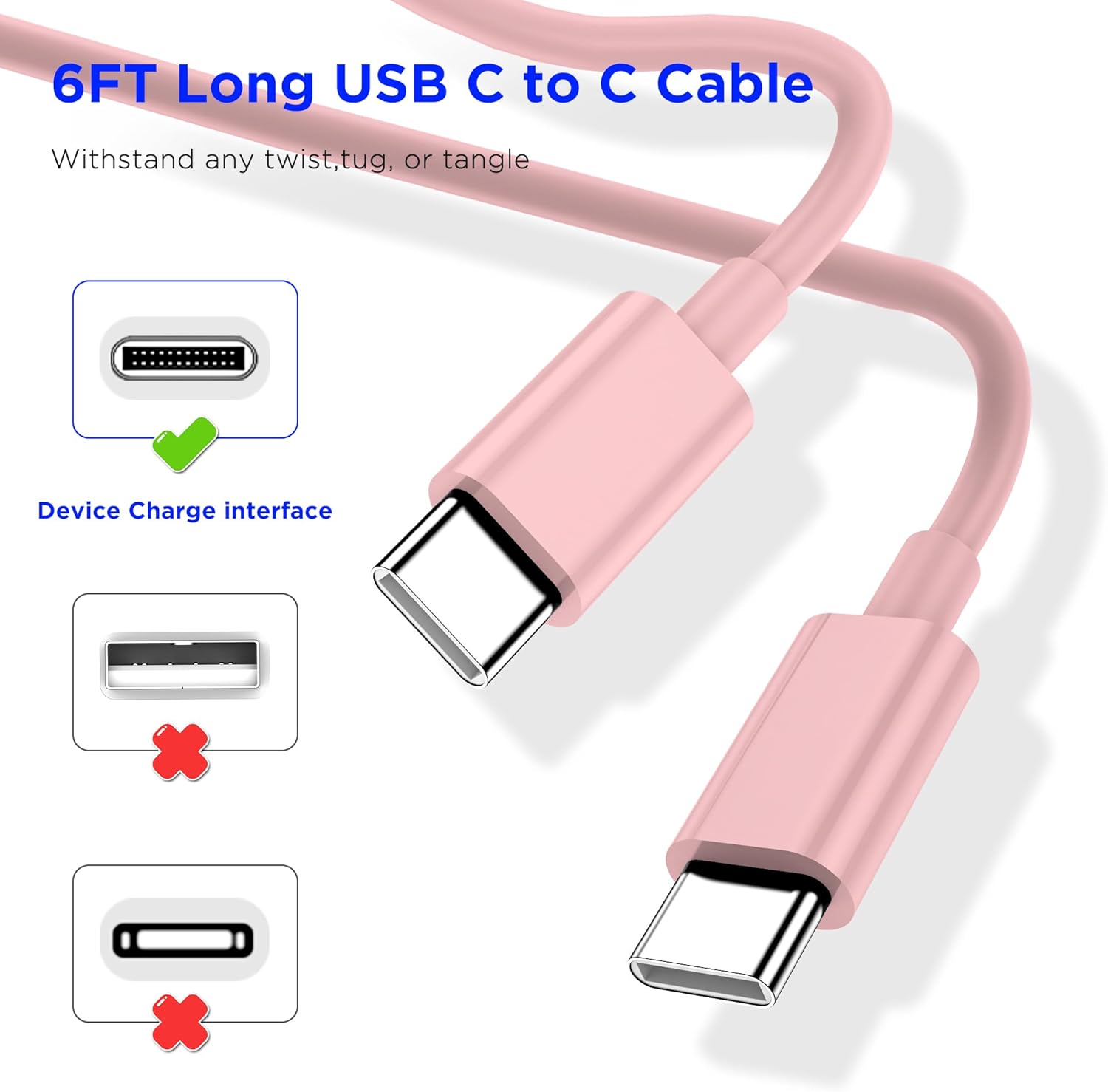 2-Pack 20W USB-C Fast Charger Block with 6FT USB-C to C Cable for iPhone 17/16/15 Series
