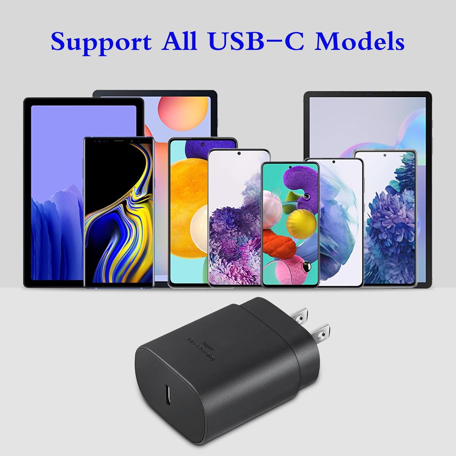25W USB-C Fast Charger Set with 6ft Cable, 2-Pack for Samsung & iPhone