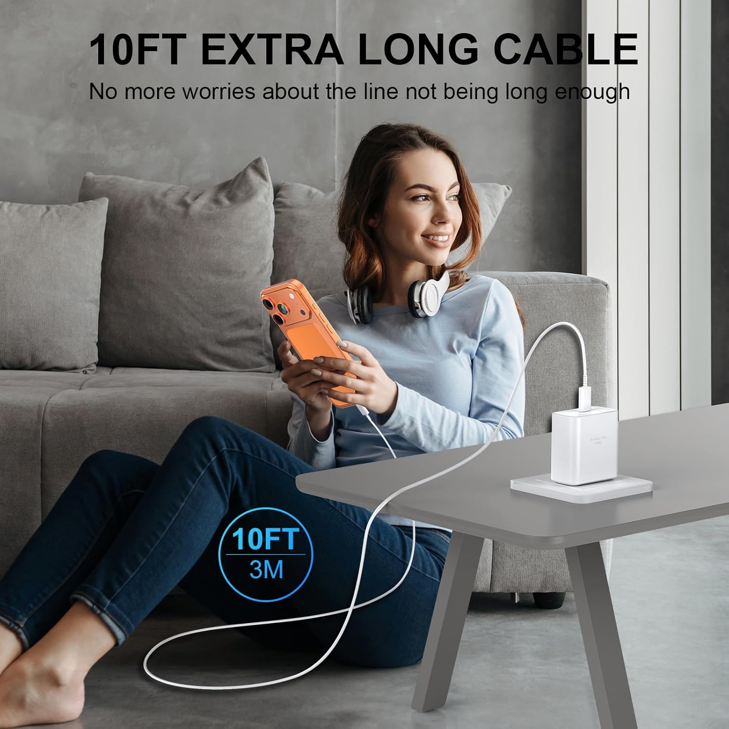 2-Pack 45W USB-C Super Fast Charger Block with 10FT USB-C Cable for iPhone 17/16/15 Series & Samsung Galaxy S25