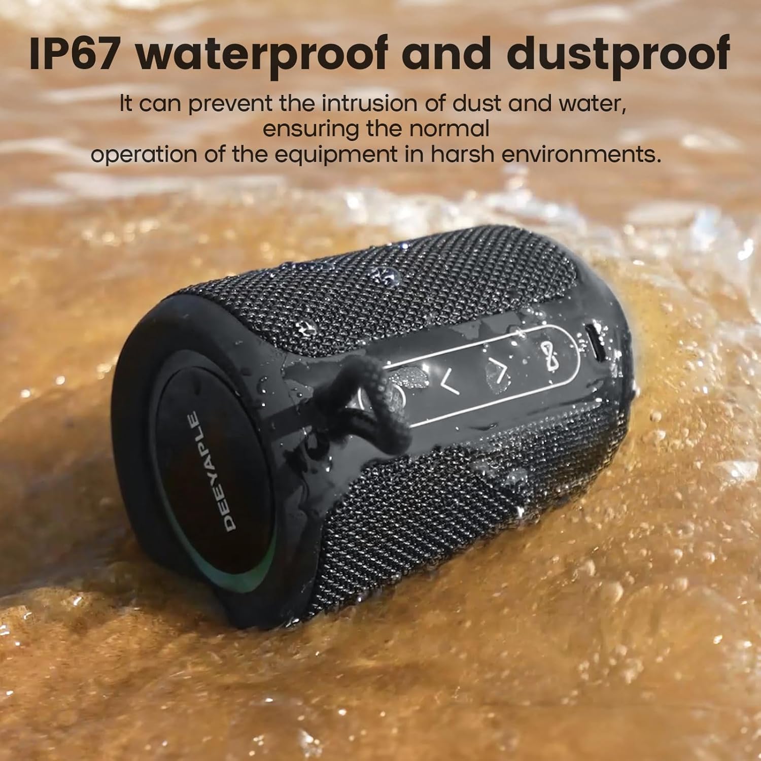IP67 Waterproof Portable Bluetooth Speaker with RGB Lights, 15W Stereo Sound Wireless Speaker, TWS Pairing & 2500mAh Battery for Outdoor, Home, Party & Beach