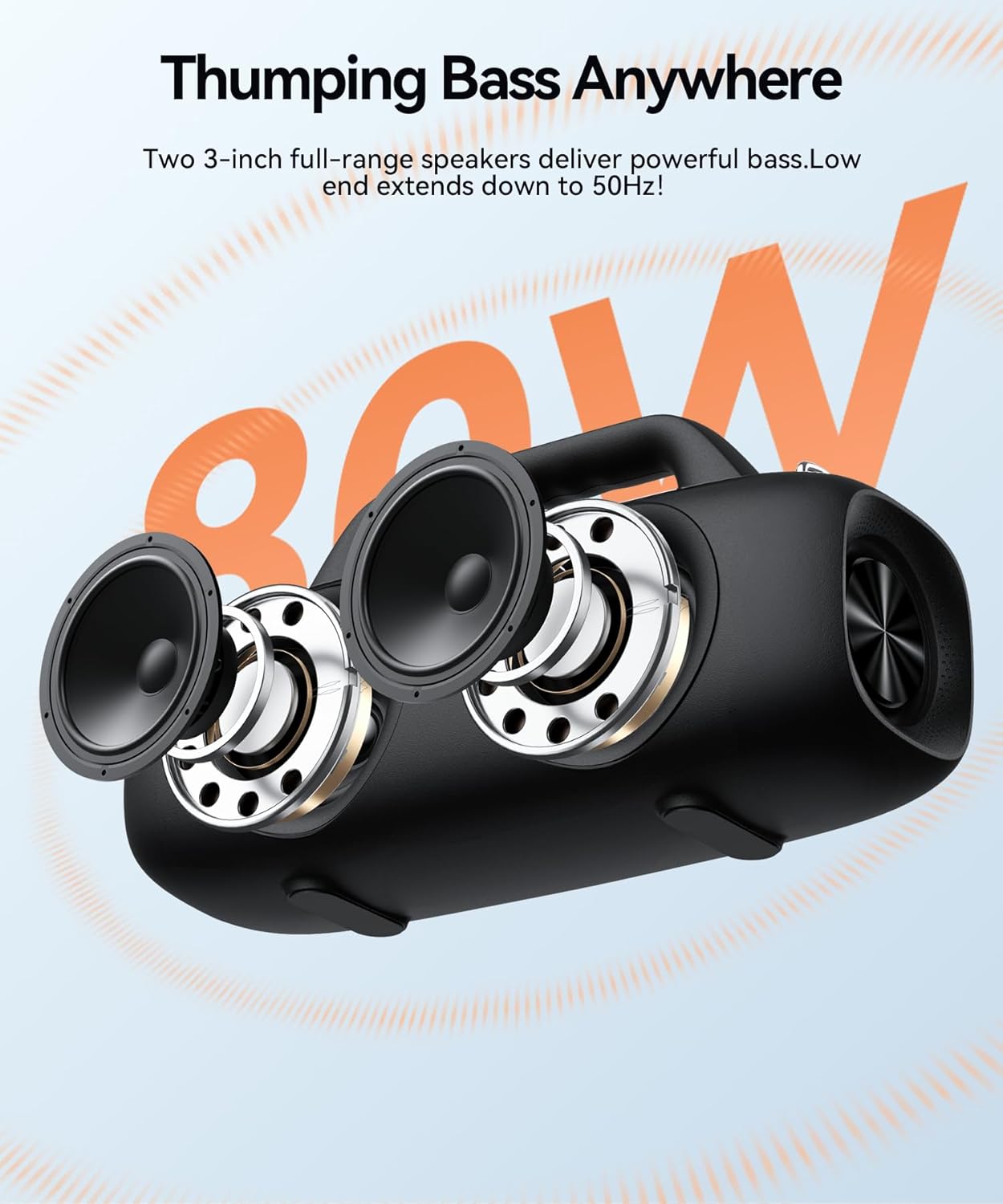 Portable Bluetooth Speaker, 60W Powerful Sound with Deep Bass, IPX6 Waterproof Wireless Speaker with RGB Party Lights for Camping & Beach