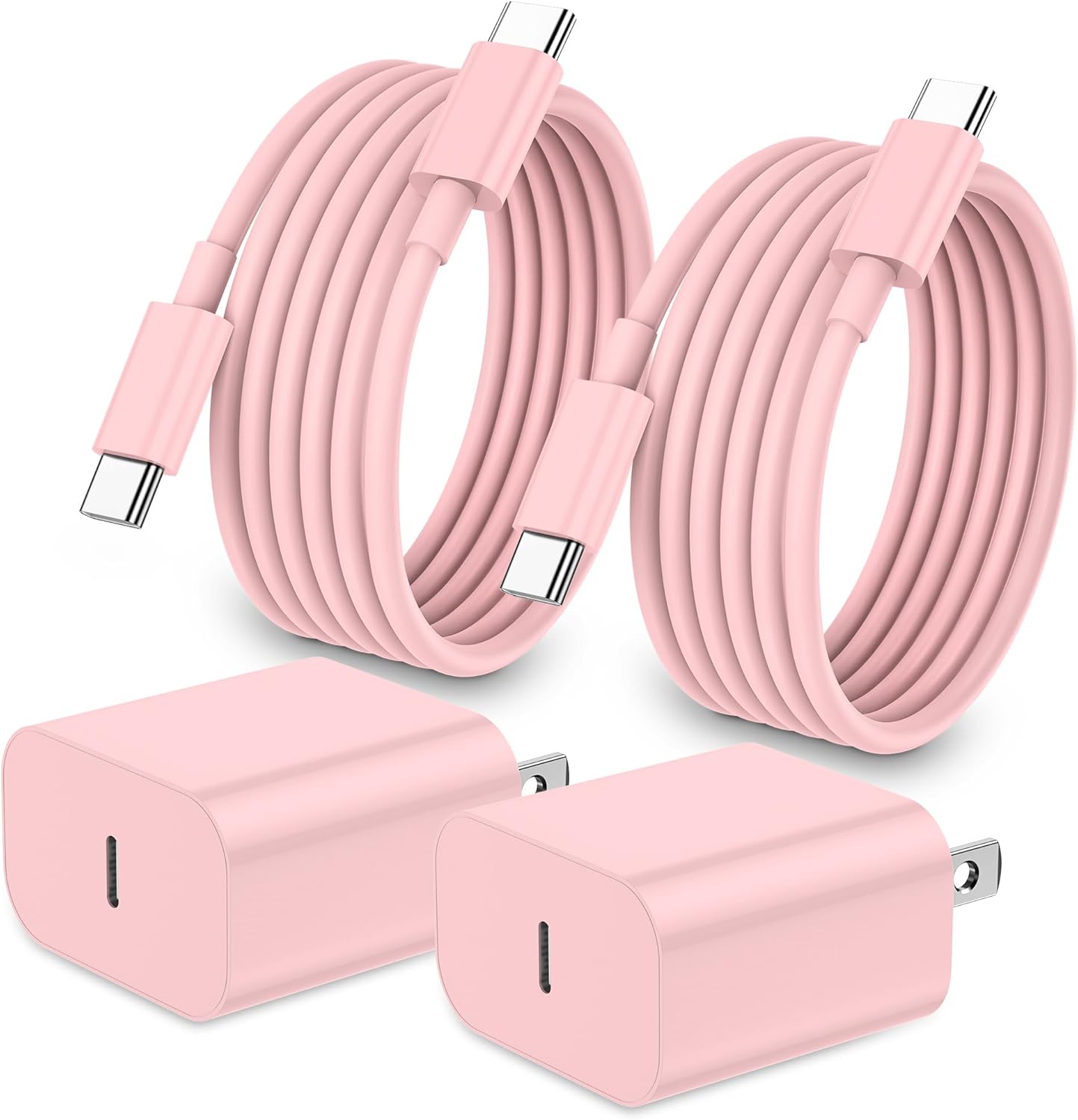 2-Pack 20W USB-C Fast Charger Block with 6FT USB-C to C Cable for iPhone 17/16/15 Series