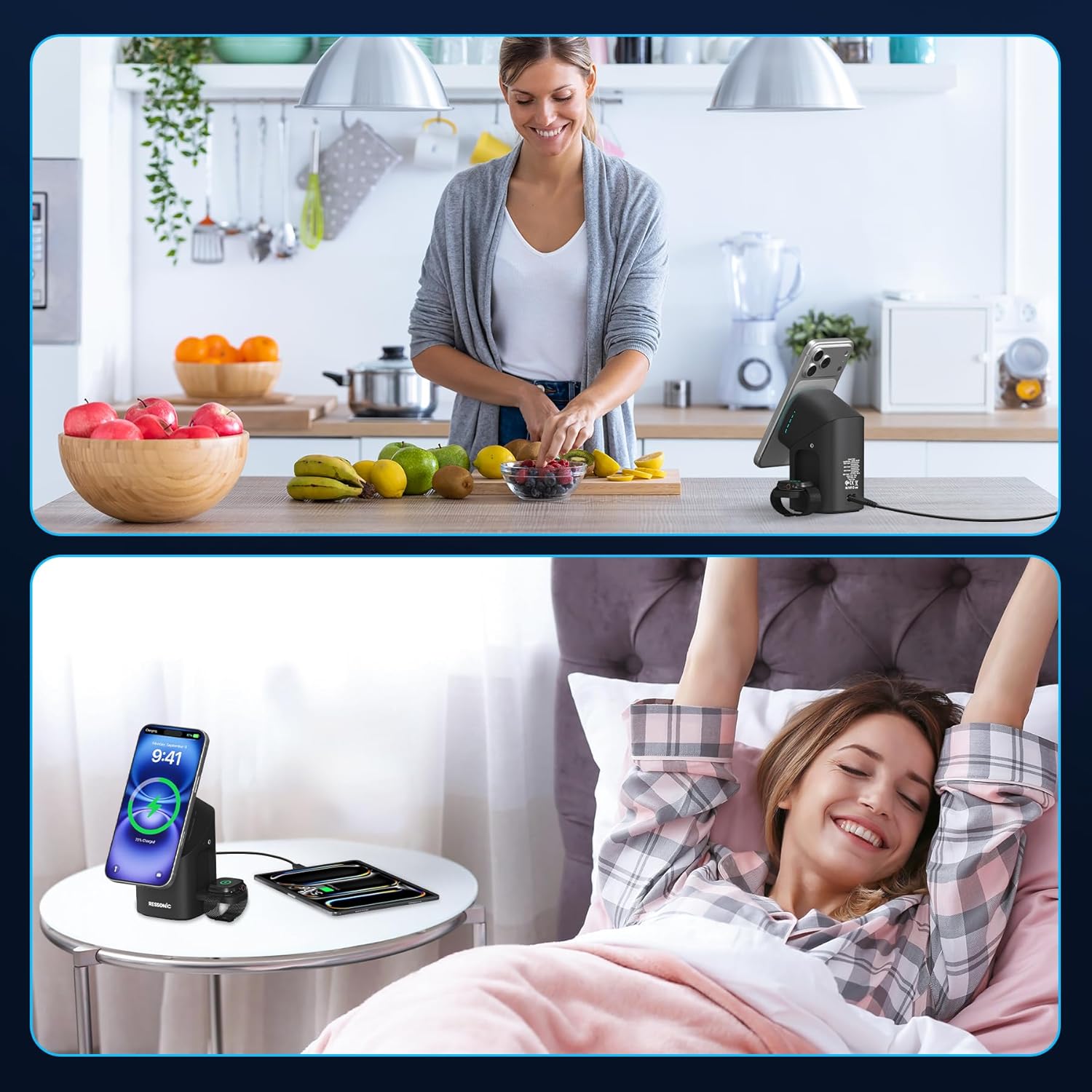6-in-1 Charging Station with Qi2 15W Wireless & 65W USB-C, Multi-Port Desktop Charger Hub