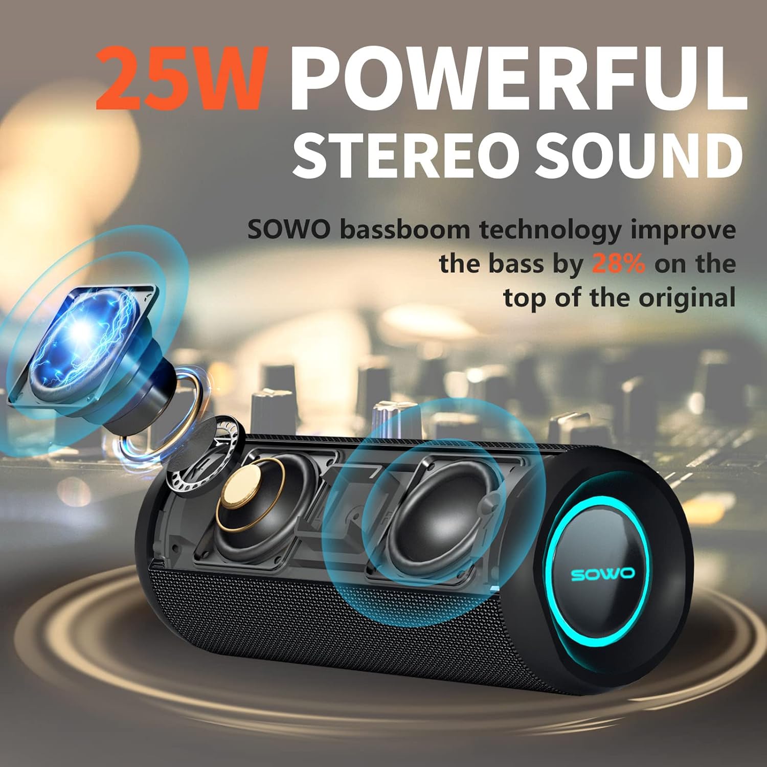 25W IPX7 Waterproof Bluetooth Speaker with Bassboom & TWS Pairing