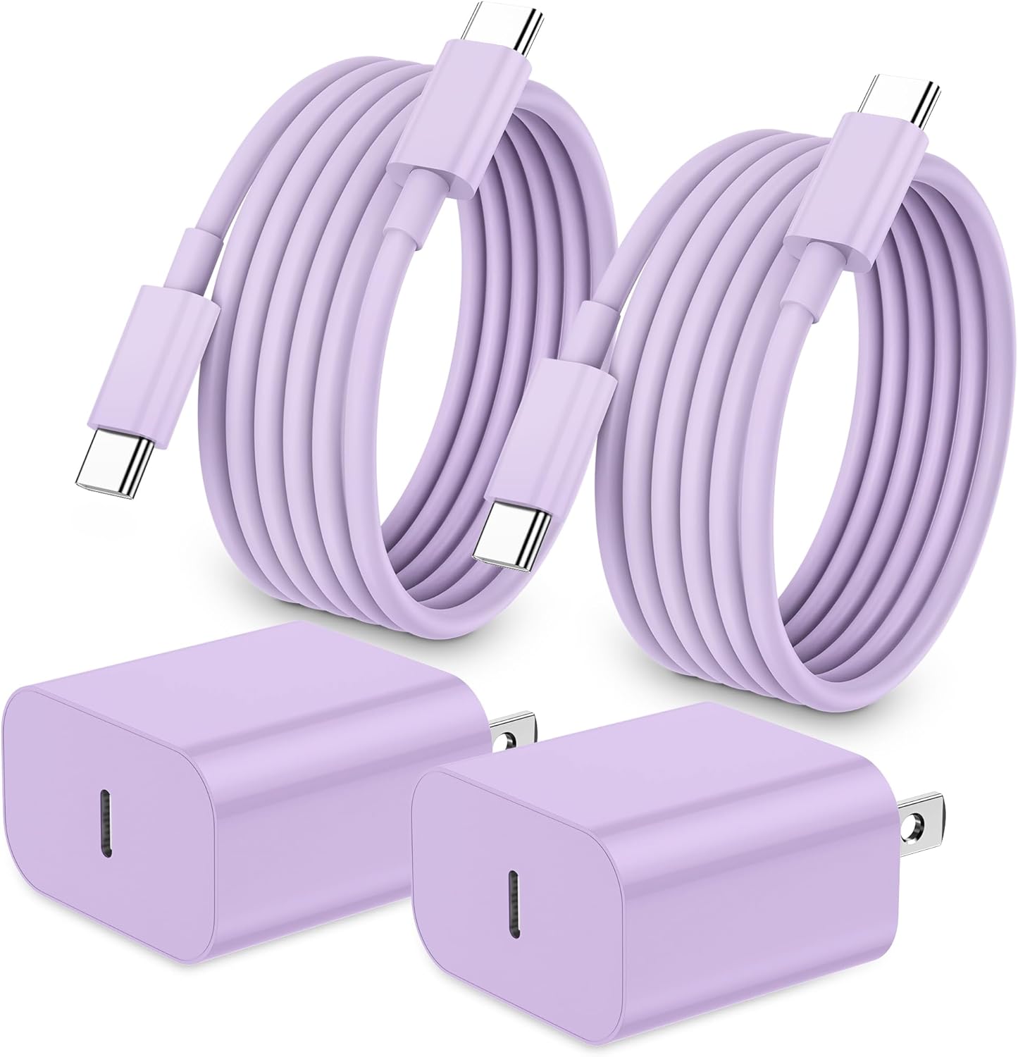 2-Pack 20W USB-C Fast Charger Block with 6FT USB-C to C Cable for iPhone 17/16/15 Series