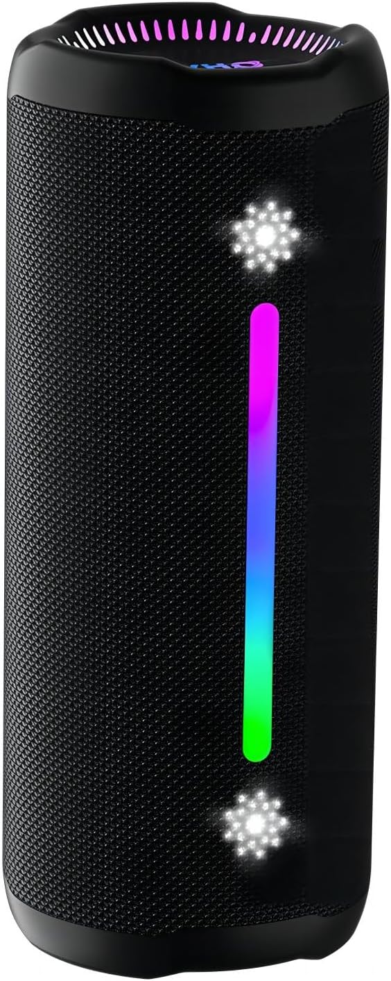 PX7 Waterproof Bluetooth Speaker with Colorful Lights, 25W Super Bass Stereo