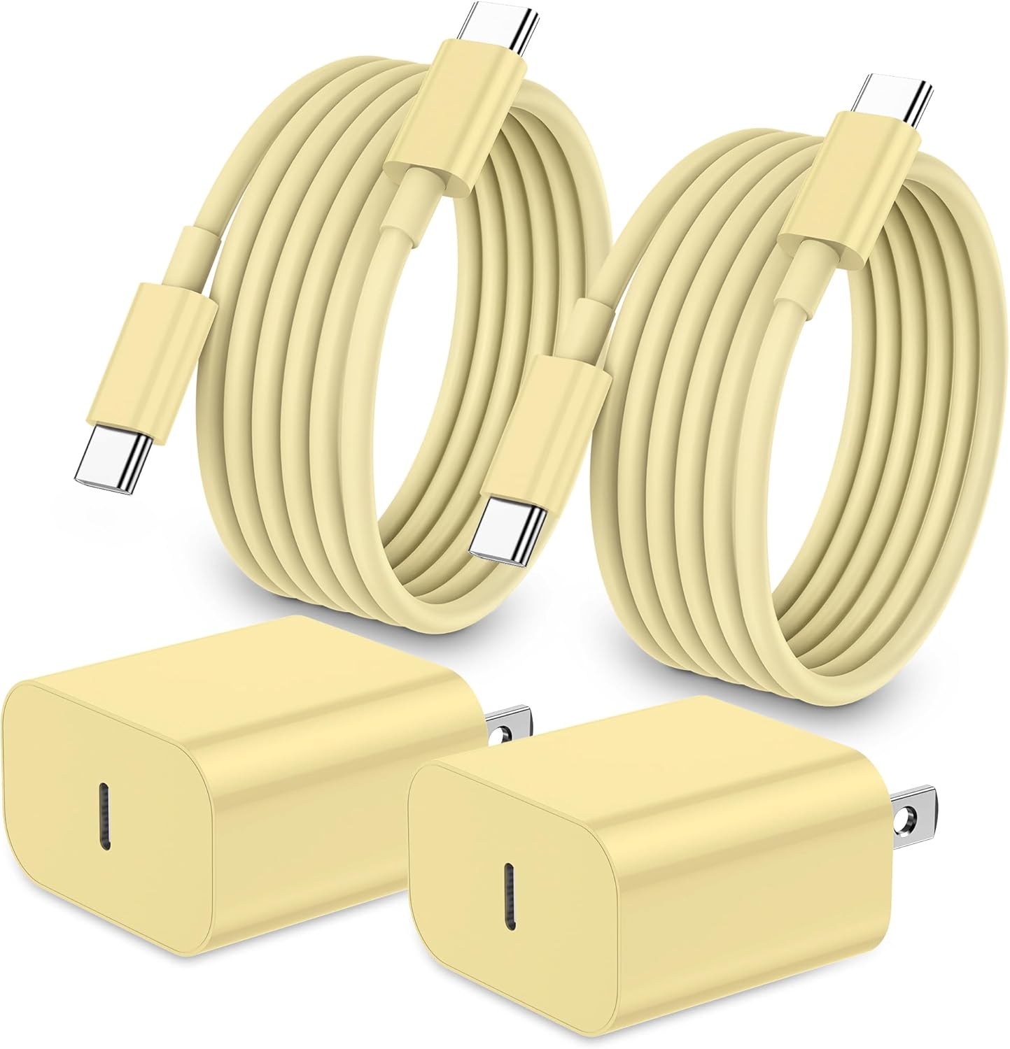 2-Pack 20W USB-C Fast Charger Block with 6FT USB-C to C Cable for iPhone 17/16/15 Series