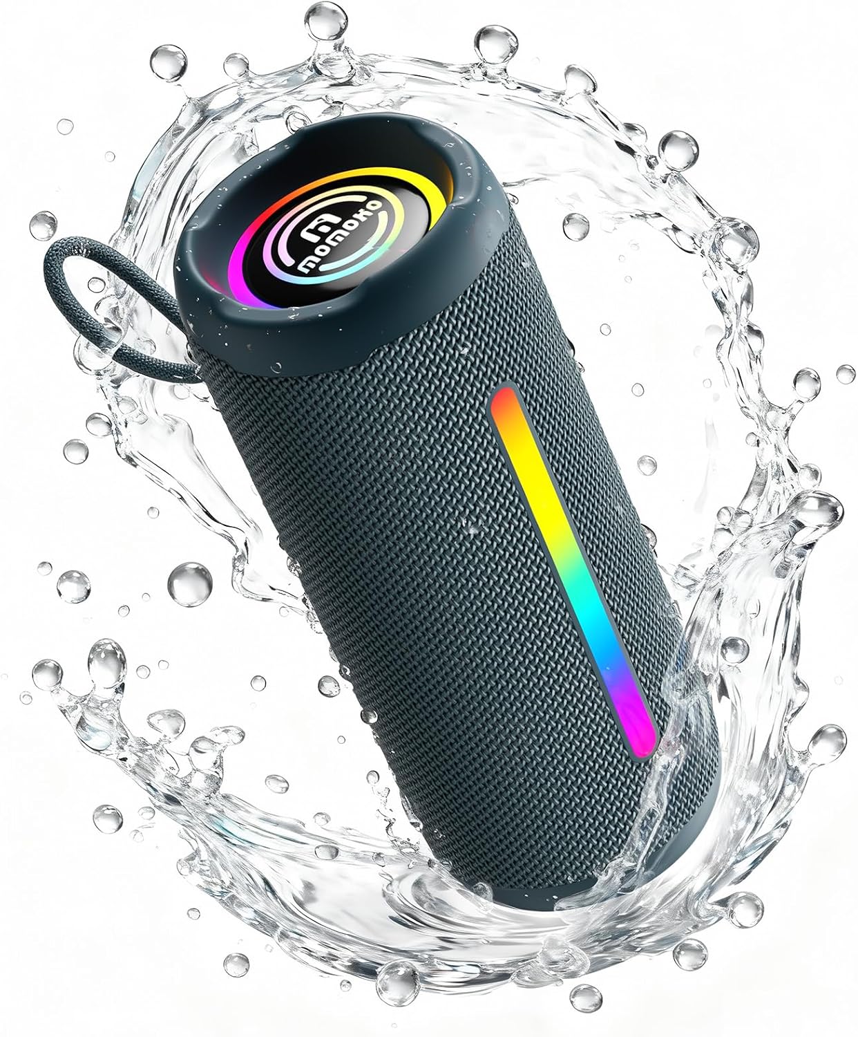 IPX7 Waterproof Bluetooth Speaker with RGB Lights, 30W Deep Bass Stereo Sound