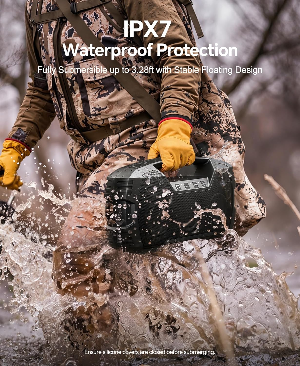 90W Peak IPX7 Waterproof Floating Bluetooth Speaker with 32H Playtime