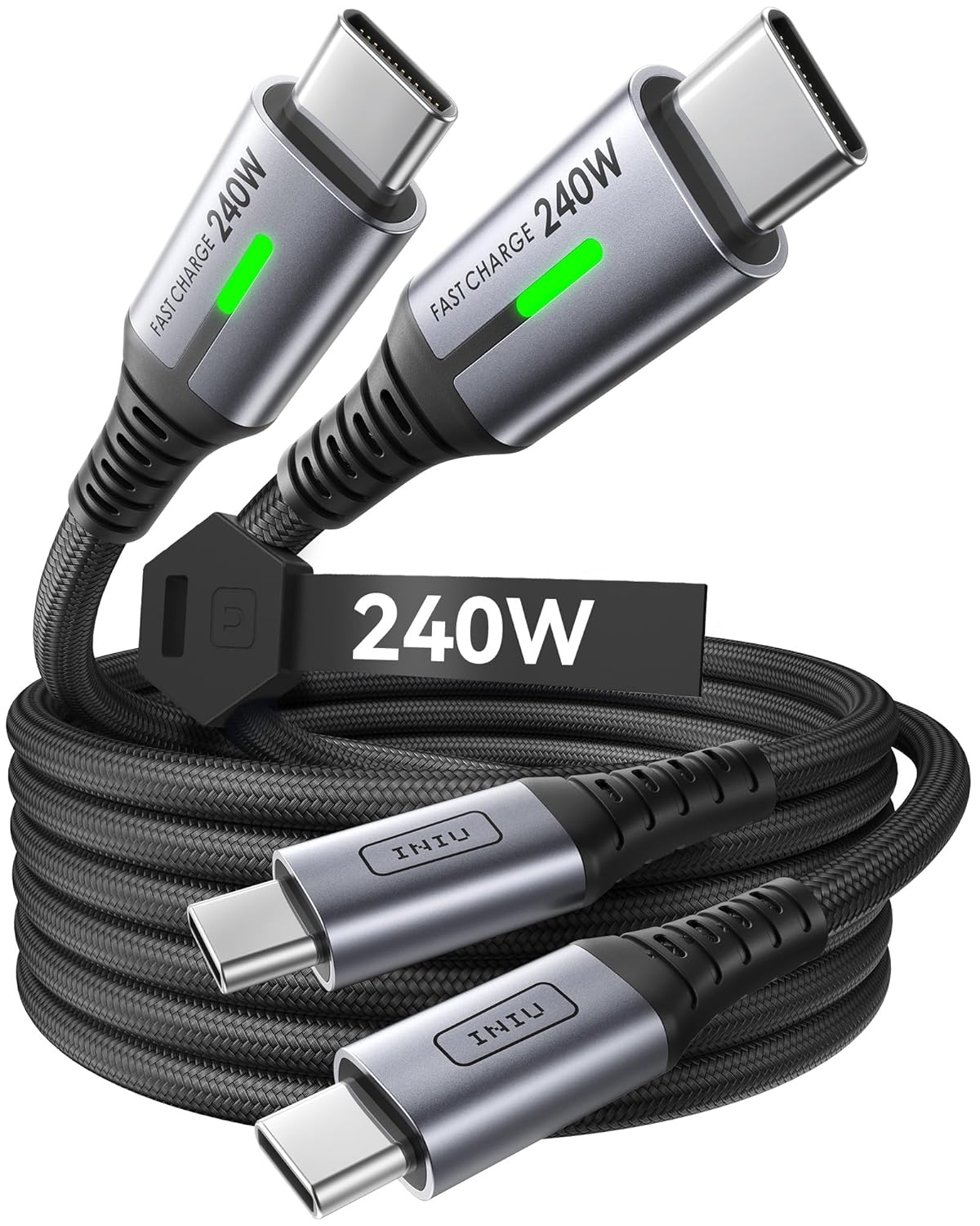 2-Pack 240W USB-C to USB-C Fast Charging Cable, Braided Type-C Cord (6.6ft) for iPhone 17/16, Samsung S26/S25, MacBook, iPad & Switch