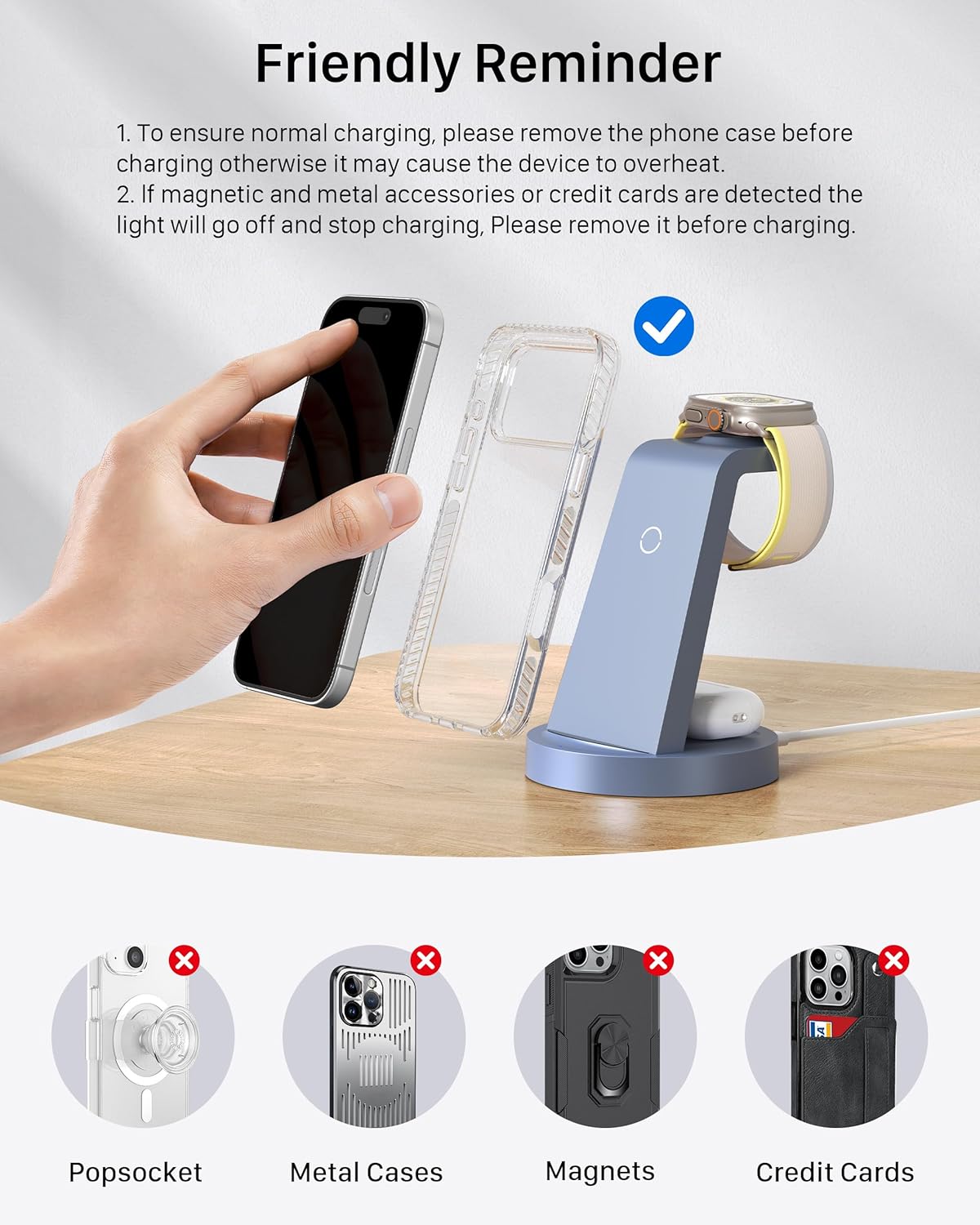 3-in-1 Wireless Charging Station for iPhone, Apple Watch & AirPods