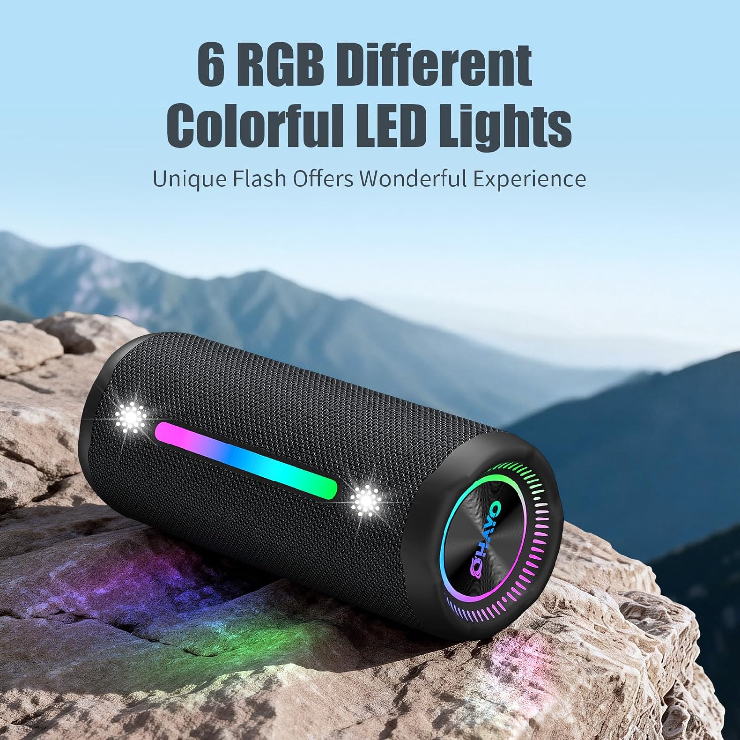 PX7 Waterproof Bluetooth Speaker with Colorful Lights, 25W Super Bass Stereo