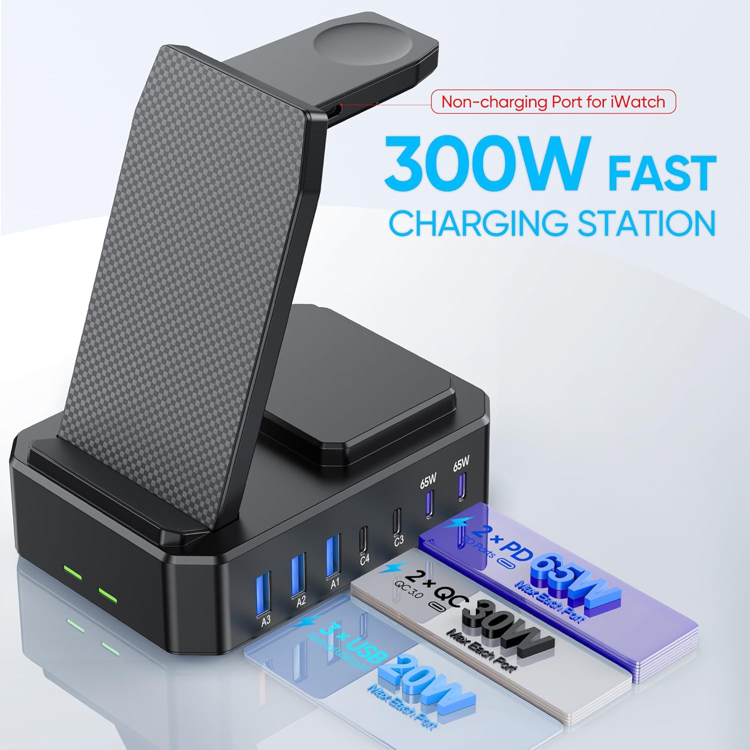 300W GaN 10-in-1 Charging Station, Wireless & 65W USB-C PD Fast Charger for Apple Devices