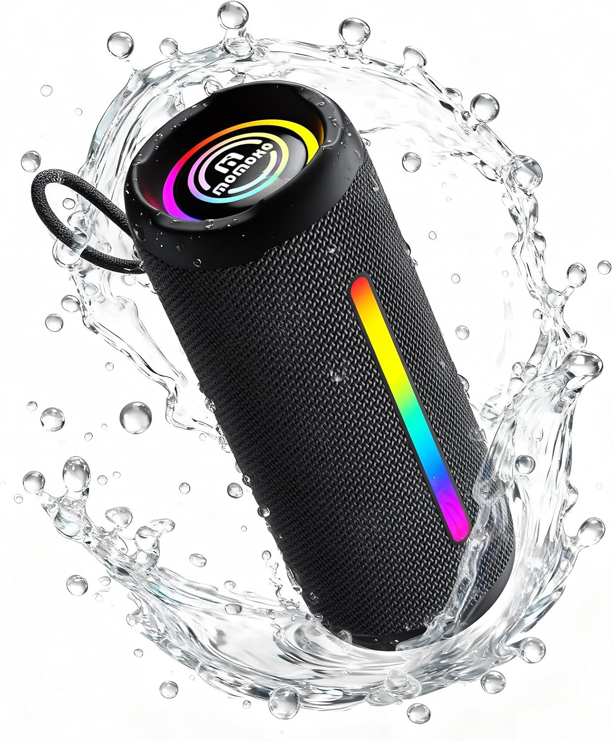 IPX7 Waterproof Bluetooth Speaker with RGB Lights, 30W Deep Bass Stereo Sound